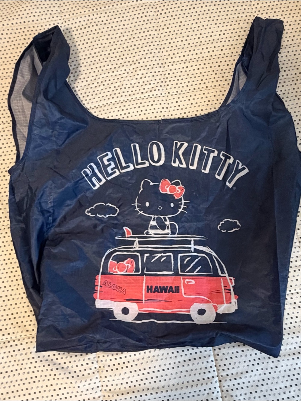 Hello Kitty Navy and Red Foldable Tote with Surf Van Graphic